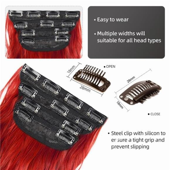 4PCS Clip in Hair Extensions, light Red - Picture 6 of 6